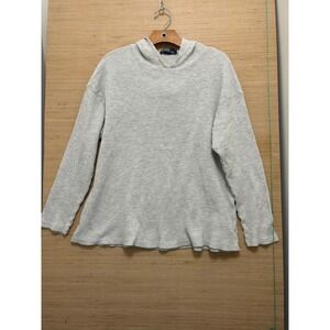 Polo by Ralph Lauren Mens Hoodie Waffle Knit Pullover Light Gray Size L